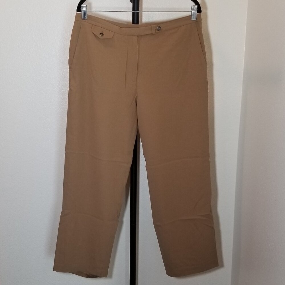 Lauren Ralph Lauren Womens Size 14 Tan Wool‎ Blend Trouser Office Party Preppy